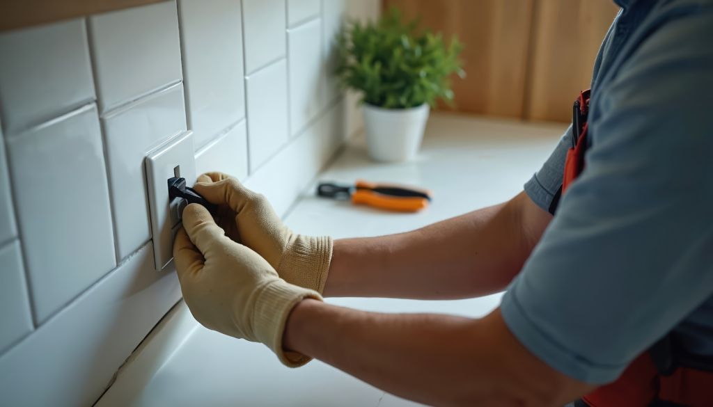 Un electricien qui répare l'interrupteur